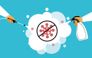 Atomizör ve spreyli eller, temizleme ve dezenfekte Coronavirüs