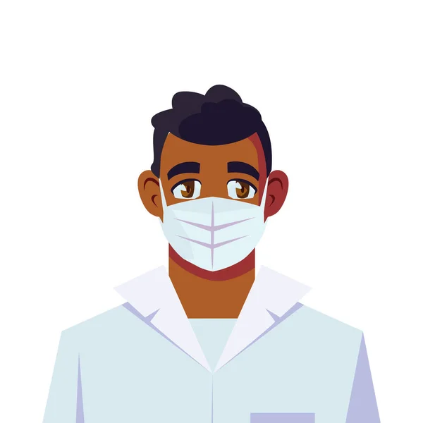 Homme médecin avec uniforme et masque vecteur design — Image vectorielle