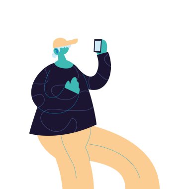 Akıllı telefon vektör tasarımlı adam karikatürü