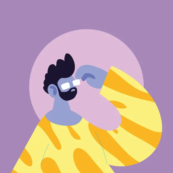 Аватар чоловік мультфільм з бородою і окулярами Векторний дизайн — стоковий вектор