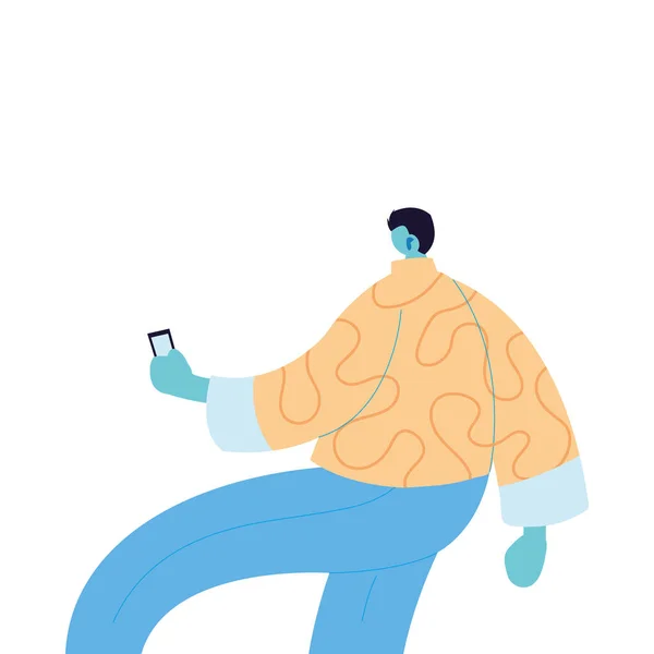 Man cartoon met smartphone vector ontwerp — Stockvector