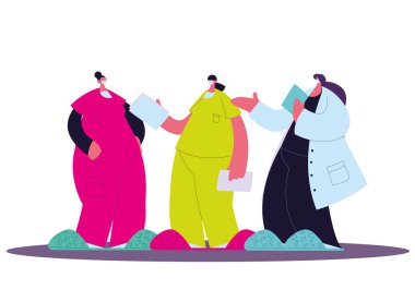 Kadın doktor maske ve tıbbi önlüklü