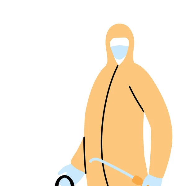 Человек в защитном костюме, перчатках, сапогах и маске, чтобы избежать шабаша 19 — стоковый вектор
