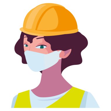 Yüz maskesi takan sanayi işçisi kadın