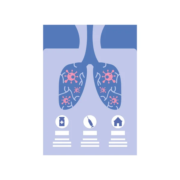 Vom Coronavirus befallene menschliche Lungen, infografisches Coronavirus — Stockvektor