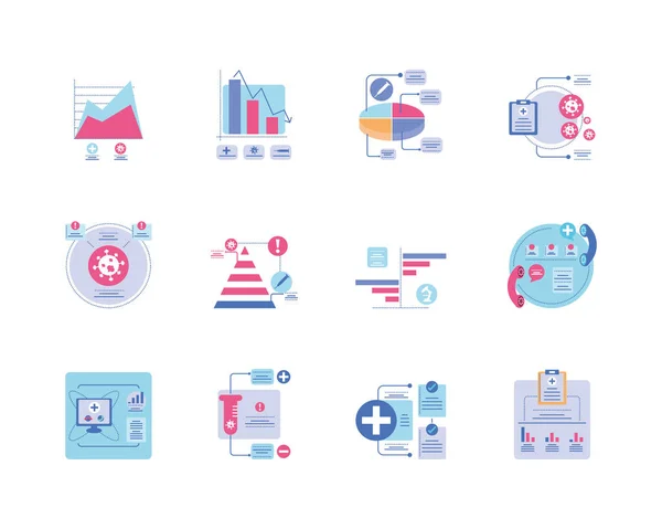 Ensemble d'icônes infographies de soins de santé — Image vectorielle