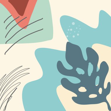 soyut arkaplan, çeşitli şekiller ve karalama nesneleri ile çizilmiş