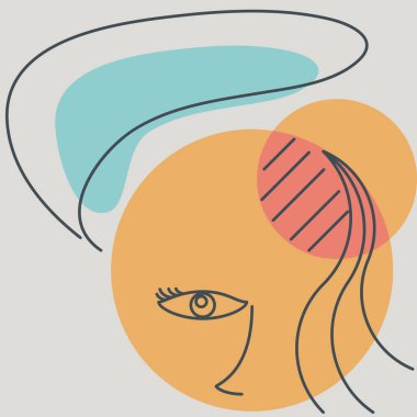 soyut arkaplan, çeşitli şekiller ve karalama nesneleri ile çizilmiş