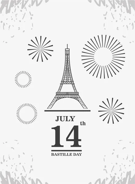 Spandoek voor de Franse Nationale Dag, label 14 juli Bastille Dag — Stockvector