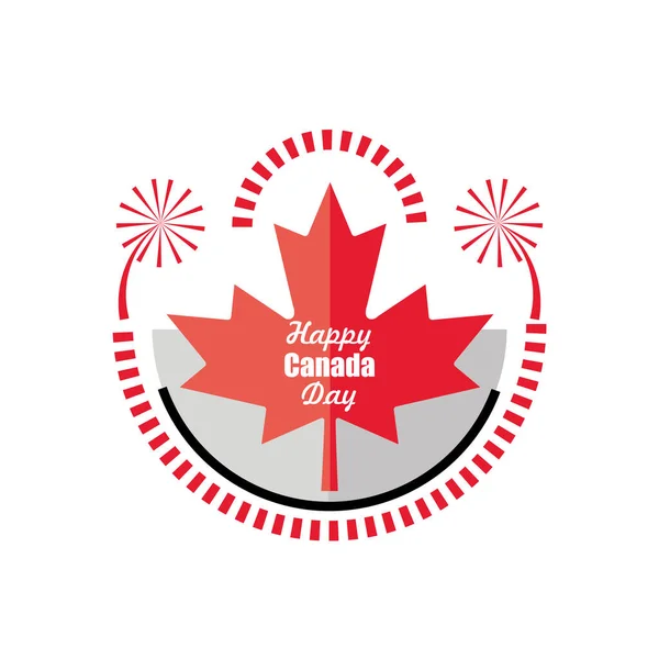 Feliz día de Canadá con hoja de arce — Vector de stock