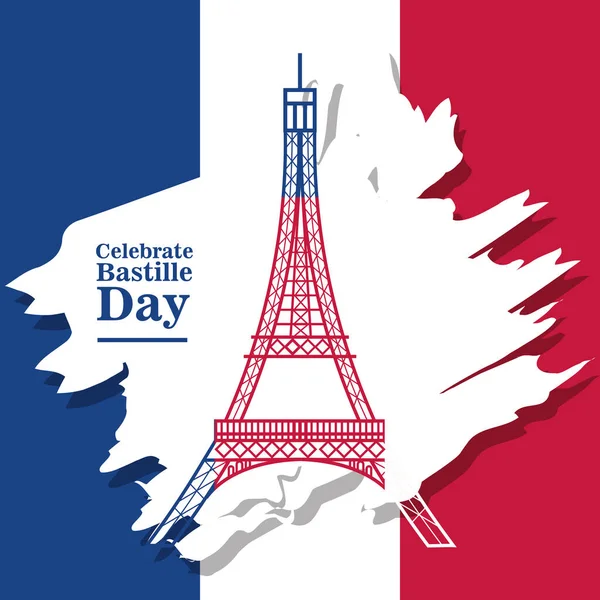 Banner eller affisch för den franska nationaldagen, etikett fira Bastiljen dag — Stock vektor