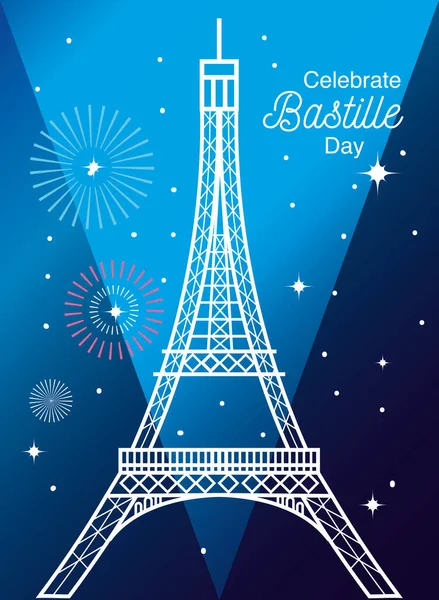 Bannière ou affiche pour la fête nationale française, étiquette fête la Bastille — Image vectorielle