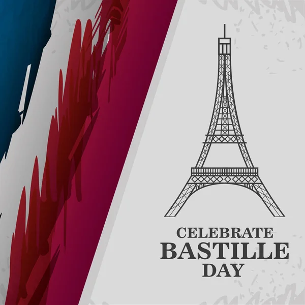 Banner eller affisch för den franska nationaldagen, etikett fira Bastiljen dag — Stock vektor