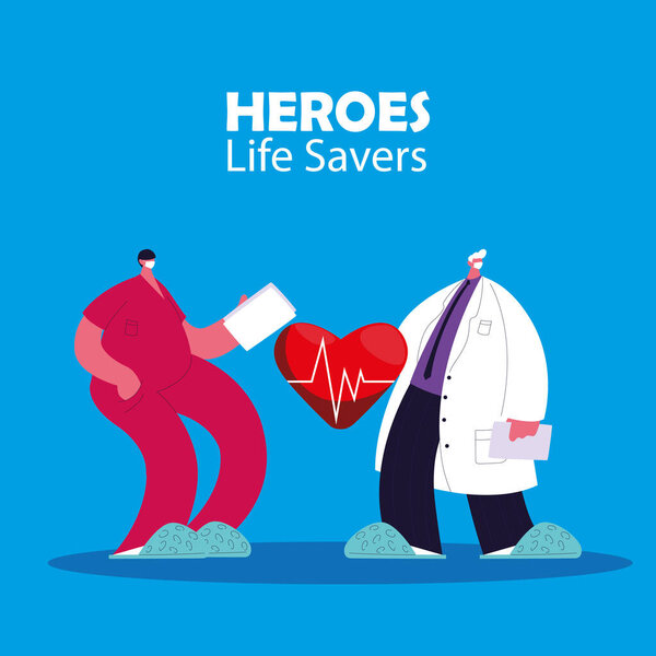 медицинские герои, работающие против коронавируса в масках и медицинском комплекте
