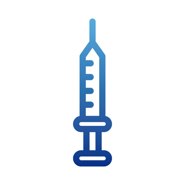 Medical syringe, degraded line style icon — Stock Vector