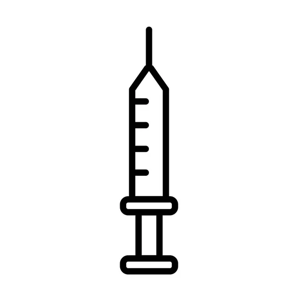 Medische spuit, lijnstijl icoon — Stockvector