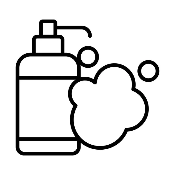Dağıtım şişesi, yumuşak sıvı sabun şişesi, sıvı sabun, çizgi biçimi simgesi — Stok Vektör