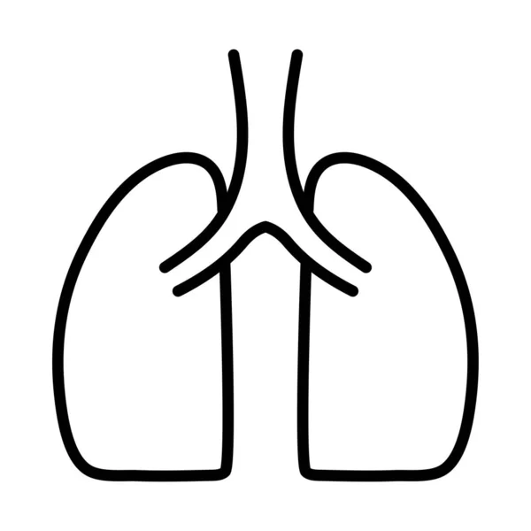 Pulmones humanos, órgano interno humano, sistema respiratorio, icono estilo línea — Vector de stock