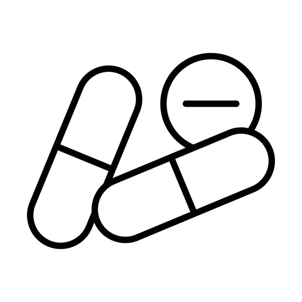 Capsule et pilules, médicaments, icône de style ligne — Image vectorielle