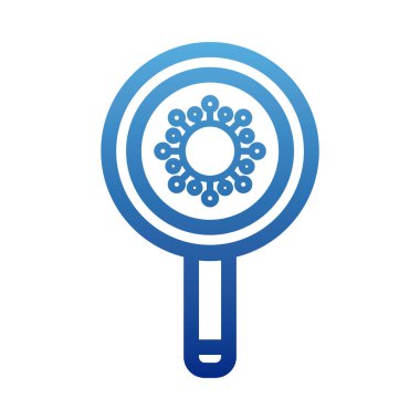 Virüslü büyüteç, büyüteç altında bakteri, ayrışmış çizgi simgesi