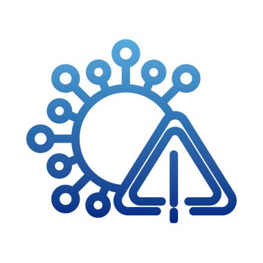 Koronavirüs uyarısı ve dikkat, ünlem işareti sağlık tehlike işareti, ayrışmış çizgi simgesi