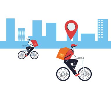 Teslimat için maske ve nakliye aracı taşıyan kurye