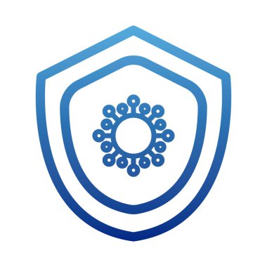 Virüs koruması, güvenlik kalkanı, ayrışmış çizgi simgesi