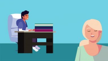 Ev yapımı kampanya animasyonunda dizüstü bilgisayar ve masaüstü çalışmaları kullanan çift