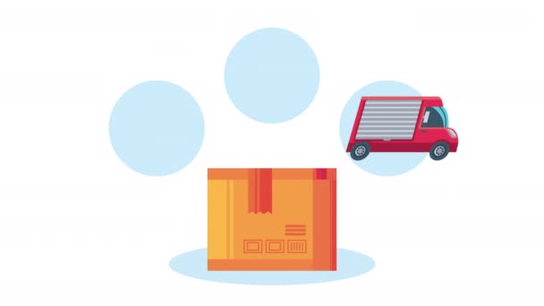 Kotak layanan pengiriman dan set ikon animasi — Stok Video
