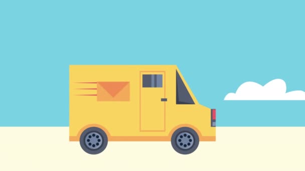 Lieferservice mit Postauto-Animation — Stockvideo