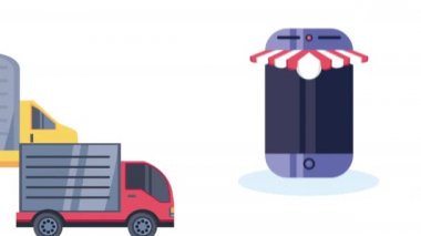 servis kamyonları ve akıllı telefon animasyonu