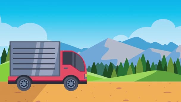 Lieferservice LKW Fahrzeug Animation — Stockvideo