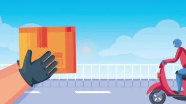 Yol animasyonunda motosikletli servis elemanı