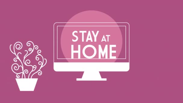 自宅のレタリングに滞在するデスクトップ — ストック動画