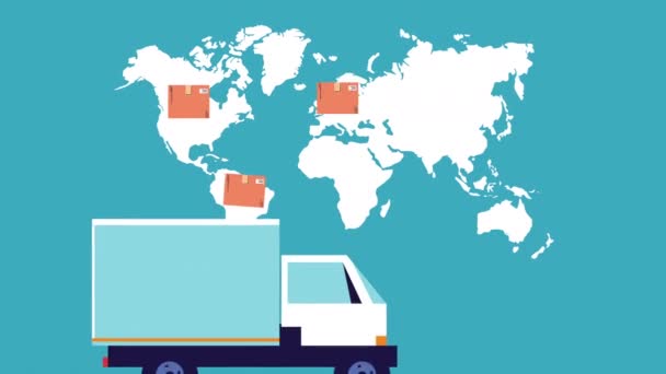 Lieferservice LKW mit Boxen Animation — Stockvideo