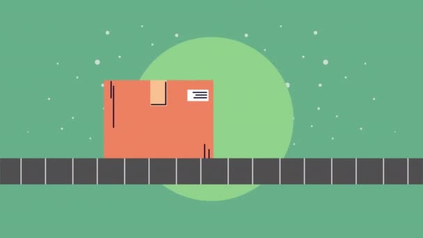 Caixas de serviço de entrega em animação de transporte de banda — Vídeo de Stock