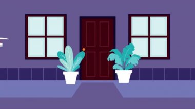 kutu ve ev animasyonlu servis aracı