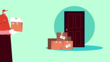 Kapı animasyonunda kutular olan servis elemanı