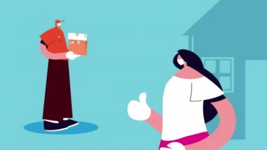 kutu ve müşteri animasyonu ile servis çalışanı