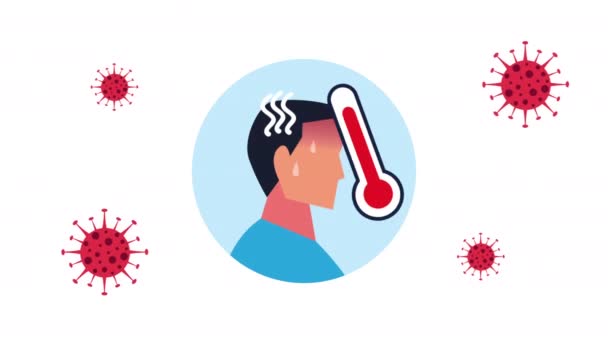 Fiebre covid19 enfermedad síntomas animación — Vídeo de stock