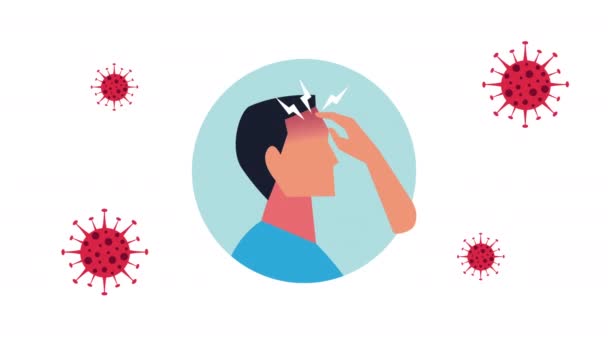 头痛系数疾病症状动画 — 图库视频影像