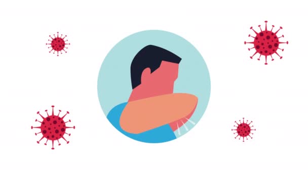 咳嗽在你的肘部预防系数19的方法 — 图库视频影像