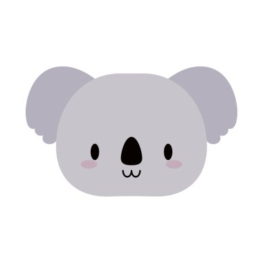 baş koala bebek kawaii, düz stil simgesi