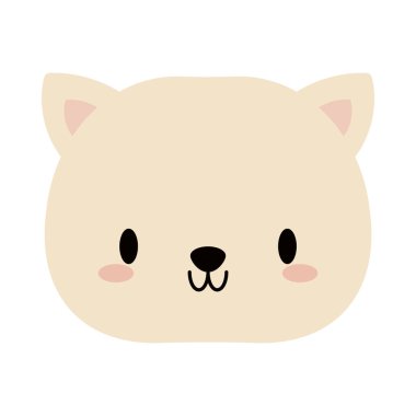 Kedi yavrusu Kawaii 'nin başı, düz stil simgesi.