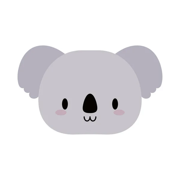 Tête koala bébé kawaii, icône de style plat — Image vectorielle