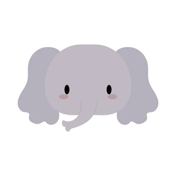 Hoofd olifant baby kawaii, platte stijl icoon — Stockvector