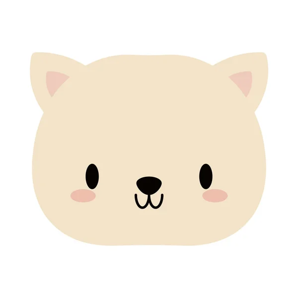 Tête de chat bébé kawaii, icône de style plat — Image vectorielle