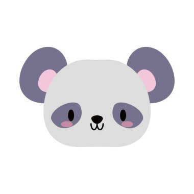 baş panda bebek kawaii, düz stil ikon