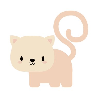 Şirin kedi yavrusu Kawaii, düz stil ikonu.