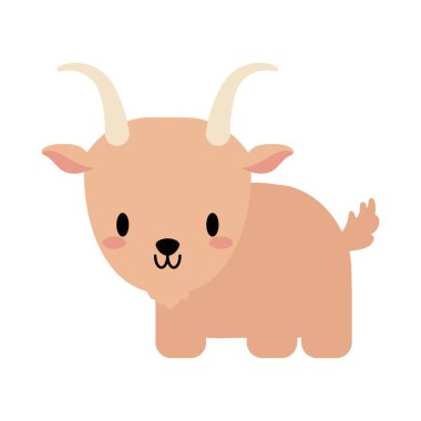 Şirin keçi bebek Kawaii, düz stil ikon